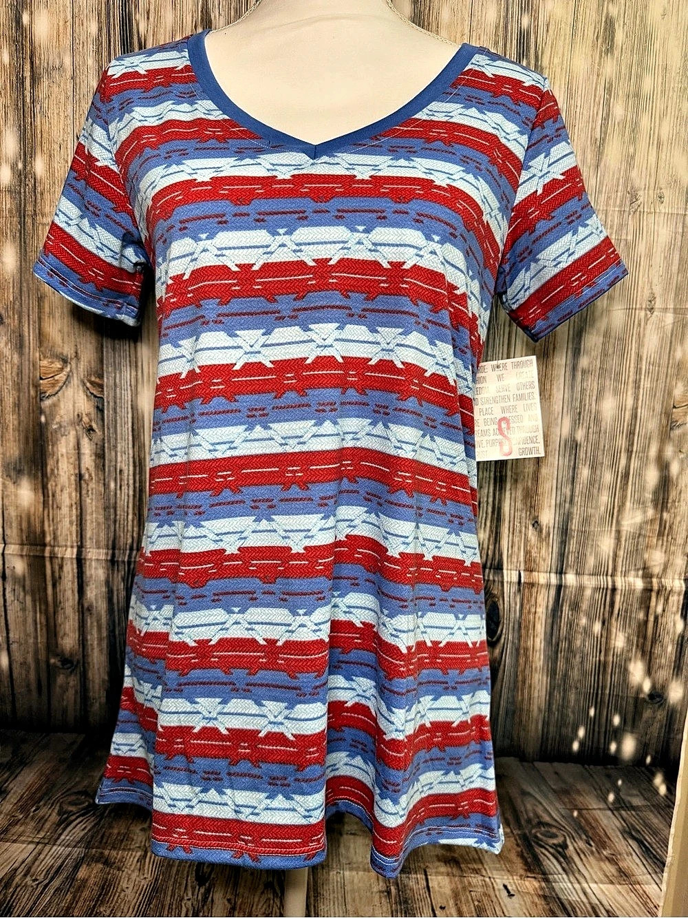 LuLaRoe Christy T Blue & Red Small NWT